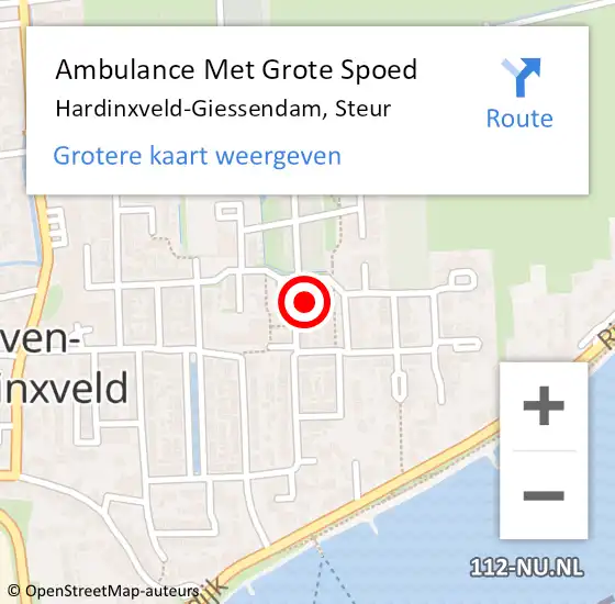 Locatie op kaart van de 112 melding: Ambulance Met Grote Spoed Naar Hardinxveld-Giessendam, Steur op 2 april 2024 18:04