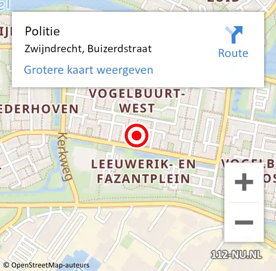 Locatie op kaart van de 112 melding: Politie Zwijndrecht, Buizerdstraat op 2 april 2024 18:05