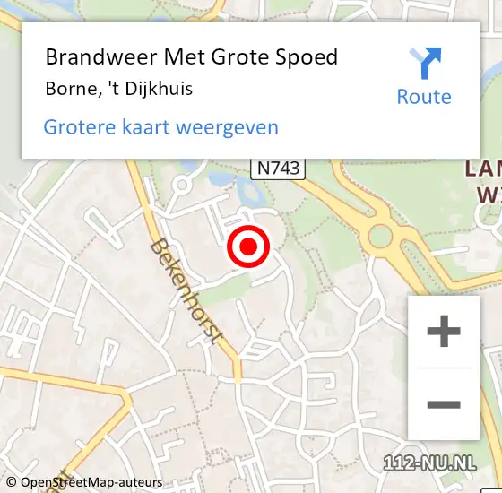 Locatie op kaart van de 112 melding: Brandweer Met Grote Spoed Naar Borne, 't Dijkhuis op 2 april 2024 18:17