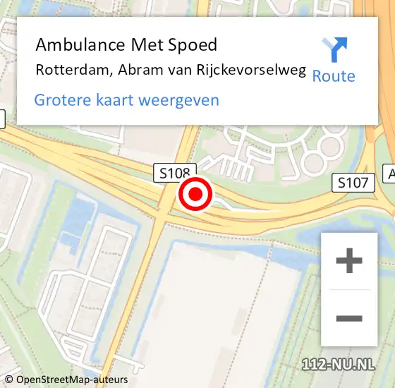Locatie op kaart van de 112 melding: Ambulance Met Spoed Naar Rotterdam, Abram van Rijckevorselweg op 2 april 2024 18:50