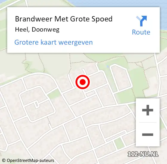 Locatie op kaart van de 112 melding: Brandweer Met Grote Spoed Naar Heel, Doonweg op 2 april 2024 18:51