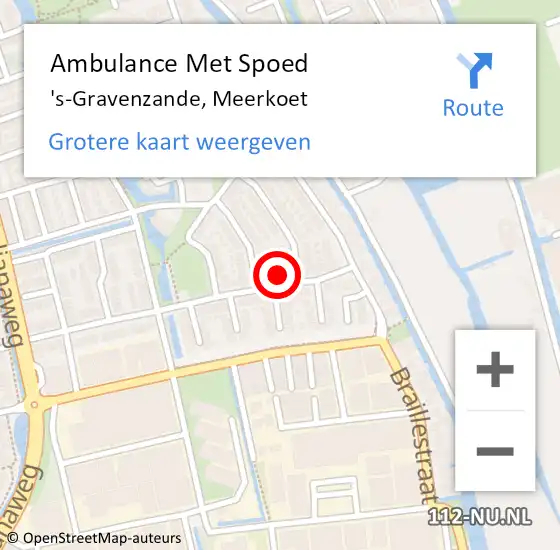 Locatie op kaart van de 112 melding: Ambulance Met Spoed Naar 's-Gravenzande, Meerkoet op 2 april 2024 19:32