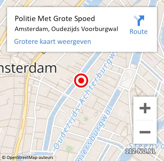 Locatie op kaart van de 112 melding: Politie Met Grote Spoed Naar Amsterdam, Oudezijds Voorburgwal op 2 april 2024 20:14