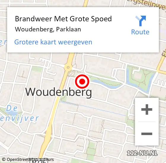 Locatie op kaart van de 112 melding: Brandweer Met Grote Spoed Naar Woudenberg, Parklaan op 2 april 2024 20:23