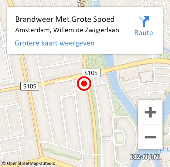 Locatie op kaart van de 112 melding: Brandweer Met Grote Spoed Naar Amsterdam, Willem de Zwijgerlaan op 2 april 2024 20:52