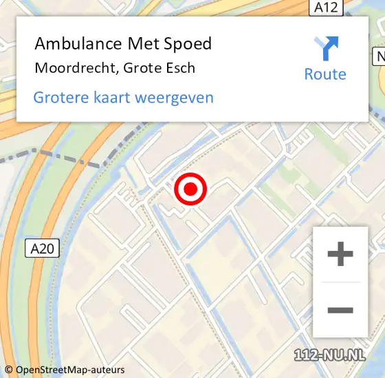 Locatie op kaart van de 112 melding: Ambulance Met Spoed Naar Moordrecht, Grote Esch op 2 april 2024 21:04