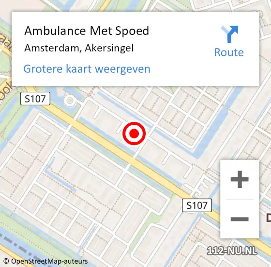 Locatie op kaart van de 112 melding: Ambulance Met Spoed Naar Amsterdam, Akersingel op 2 april 2024 21:13