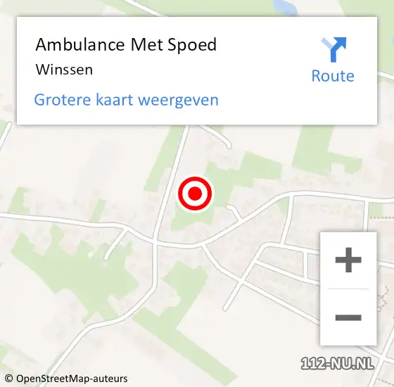 Locatie op kaart van de 112 melding: Ambulance Met Spoed Naar Winssen op 2 april 2024 21:23