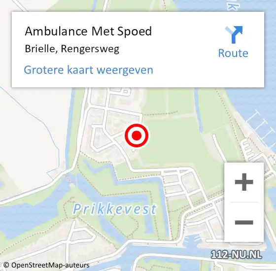 Locatie op kaart van de 112 melding: Ambulance Met Spoed Naar Brielle, Rengersweg op 2 april 2024 21:26