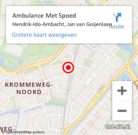 Locatie op kaart van de 112 melding: Ambulance Met Spoed Naar Hendrik-Ido-Ambacht, Jan van Goijenlaan op 2 april 2024 21:46