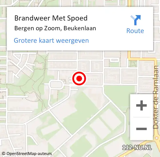Locatie op kaart van de 112 melding: Brandweer Met Spoed Naar Bergen op Zoom, Beukenlaan op 2 april 2024 21:51