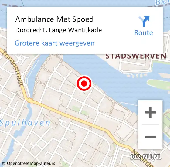 Locatie op kaart van de 112 melding: Ambulance Met Spoed Naar Dordrecht, Lange Wantijkade op 2 april 2024 22:08