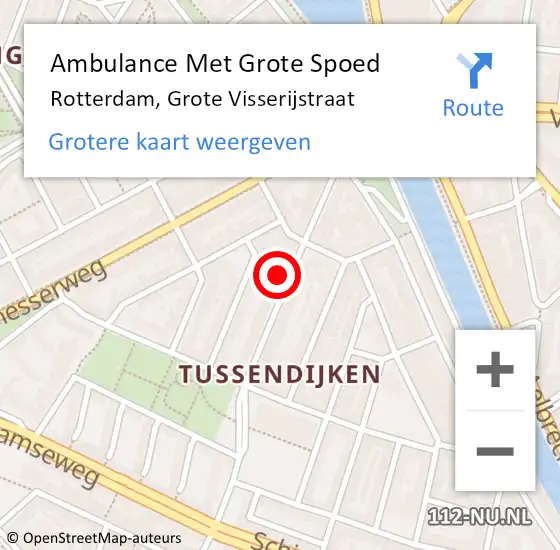 Locatie op kaart van de 112 melding: Ambulance Met Grote Spoed Naar Rotterdam, Grote Visserijstraat op 2 april 2024 22:13