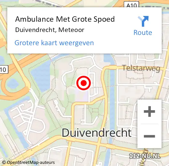 Locatie op kaart van de 112 melding: Ambulance Met Grote Spoed Naar Duivendrecht, Meteoor op 2 april 2024 23:17