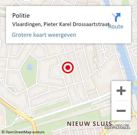 Locatie op kaart van de 112 melding: Politie Vlaardingen, Pieter Karel Drossaartstraat op 2 april 2024 23:59