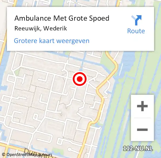 Locatie op kaart van de 112 melding: Ambulance Met Grote Spoed Naar Reeuwijk, Wederik op 3 april 2024 00:44