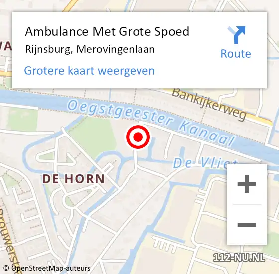 Locatie op kaart van de 112 melding: Ambulance Met Grote Spoed Naar Rijnsburg, Merovingenlaan op 3 april 2024 00:50