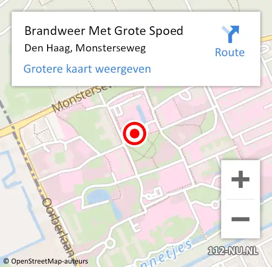 Locatie op kaart van de 112 melding: Brandweer Met Grote Spoed Naar Den Haag, Monsterseweg op 3 april 2024 03:06
