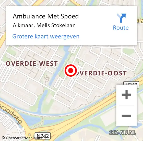 Locatie op kaart van de 112 melding: Ambulance Met Spoed Naar Alkmaar, Melis Stokelaan op 3 april 2024 04:02