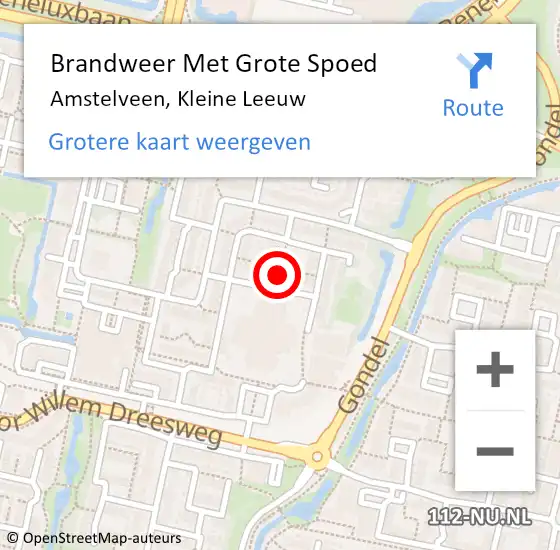 Locatie op kaart van de 112 melding: Brandweer Met Grote Spoed Naar Amstelveen, Kleine Leeuw op 3 april 2024 04:58