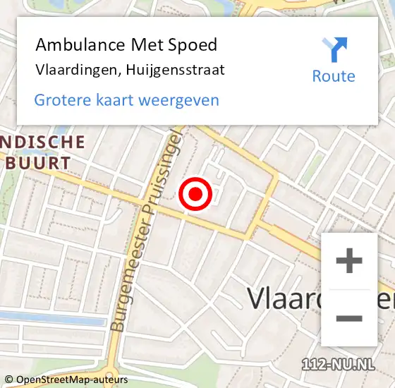 Locatie op kaart van de 112 melding: Ambulance Met Spoed Naar Vlaardingen, Huijgensstraat op 3 april 2024 05:38