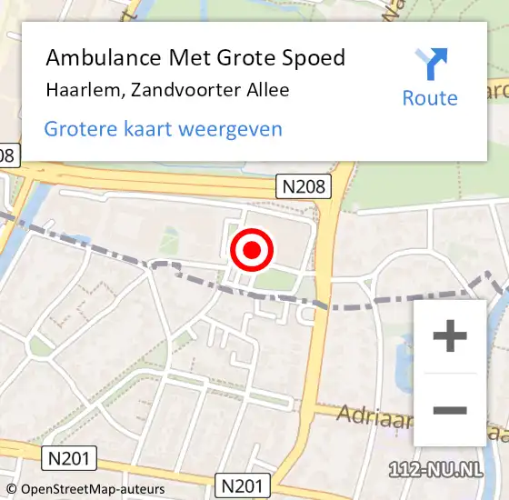 Locatie op kaart van de 112 melding: Ambulance Met Grote Spoed Naar Haarlem, Zandvoorter Allee op 3 april 2024 05:44