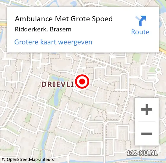 Locatie op kaart van de 112 melding: Ambulance Met Grote Spoed Naar Ridderkerk, Brasem op 3 april 2024 05:53