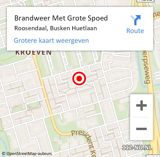 Locatie op kaart van de 112 melding: Brandweer Met Grote Spoed Naar Roosendaal, Busken Huetlaan op 3 april 2024 07:44