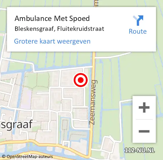 Locatie op kaart van de 112 melding: Ambulance Met Spoed Naar Bleskensgraaf, Fluitekruidstraat op 3 april 2024 07:48