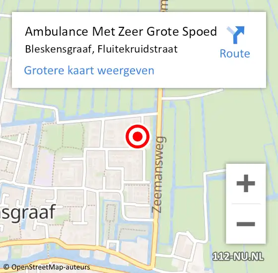 Locatie op kaart van de 112 melding: Ambulance Met Zeer Grote Spoed Naar Bleskensgraaf, Fluitekruidstraat op 3 april 2024 07:51