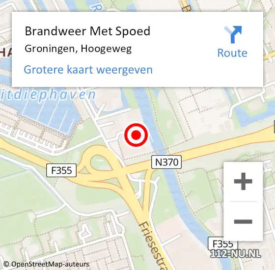 Locatie op kaart van de 112 melding: Brandweer Met Spoed Naar Groningen, Hoogeweg op 3 april 2024 07:57