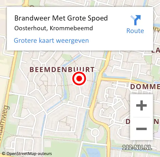 Locatie op kaart van de 112 melding: Brandweer Met Grote Spoed Naar Oosterhout, Krommebeemd op 3 april 2024 08:00