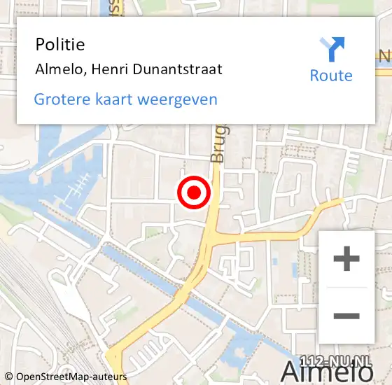 Locatie op kaart van de 112 melding: Politie Almelo, Henri Dunantstraat op 3 april 2024 08:07