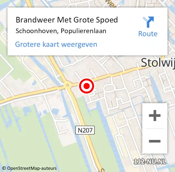 Locatie op kaart van de 112 melding: Brandweer Met Grote Spoed Naar Schoonhoven, Populierenlaan op 3 april 2024 08:39