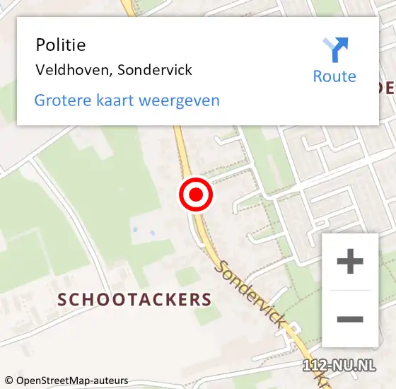Locatie op kaart van de 112 melding: Politie Veldhoven, Sondervick op 3 april 2024 09:00