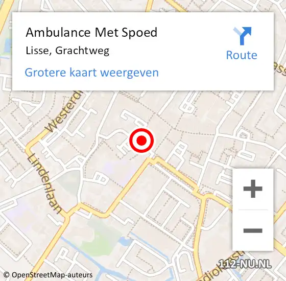 Locatie op kaart van de 112 melding: Ambulance Met Spoed Naar Lisse, Grachtweg op 3 april 2024 09:00