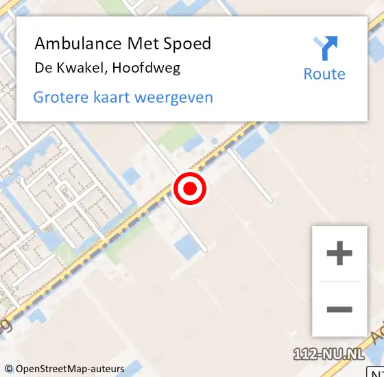 Locatie op kaart van de 112 melding: Ambulance Met Spoed Naar De Kwakel, Hoofdweg op 3 april 2024 09:09