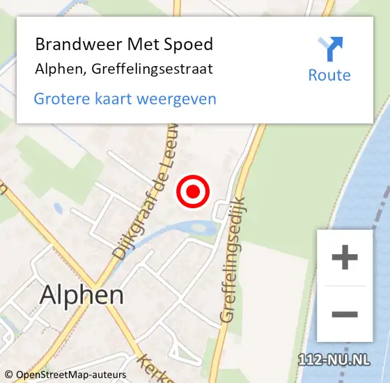 Locatie op kaart van de 112 melding: Brandweer Met Spoed Naar Alphen, Greffelingsestraat op 3 april 2024 09:14