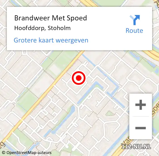 Locatie op kaart van de 112 melding: Brandweer Met Spoed Naar Hoofddorp, Stoholm op 3 april 2024 09:36