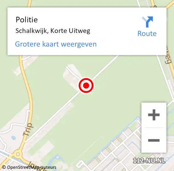 Locatie op kaart van de 112 melding: Politie Schalkwijk, Korte Uitweg op 1 oktober 2014 09:26