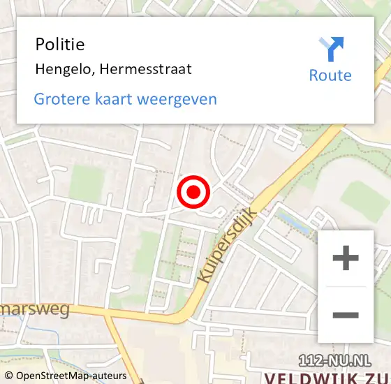 Locatie op kaart van de 112 melding: Politie Hengelo, Hermesstraat op 3 april 2024 10:01