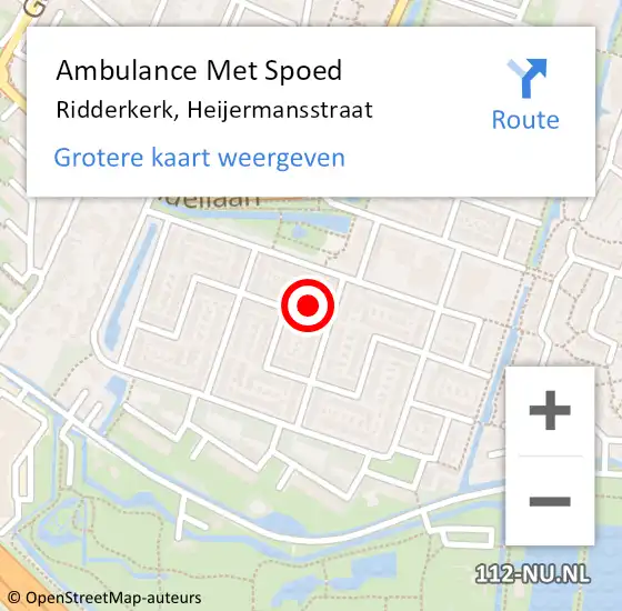 Locatie op kaart van de 112 melding: Ambulance Met Spoed Naar Ridderkerk, Heijermansstraat op 3 april 2024 10:07