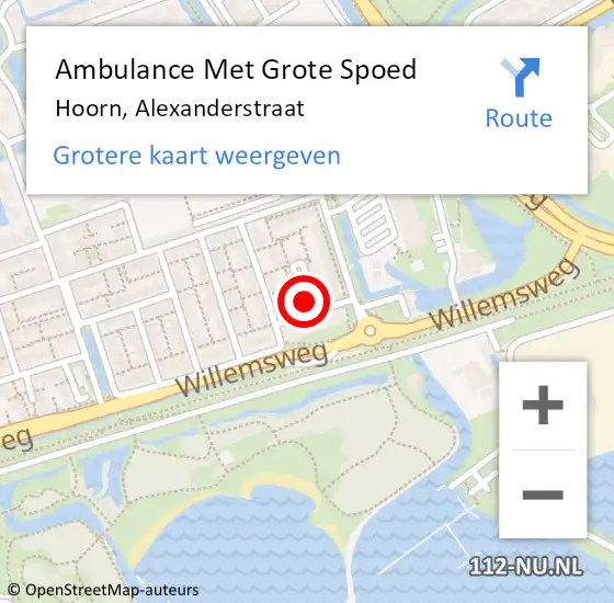 Locatie op kaart van de 112 melding: Ambulance Met Grote Spoed Naar Hoorn, Alexanderstraat op 3 april 2024 10:25