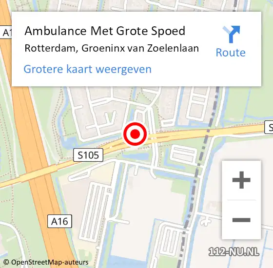 Locatie op kaart van de 112 melding: Ambulance Met Grote Spoed Naar Rotterdam, Groeninx van Zoelenlaan op 3 april 2024 10:30