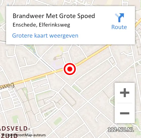 Locatie op kaart van de 112 melding: Brandweer Met Grote Spoed Naar Enschede, Elferinksweg op 3 april 2024 10:38