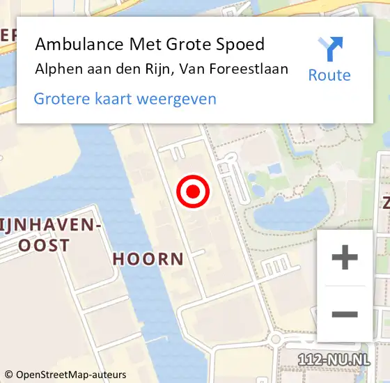 Locatie op kaart van de 112 melding: Ambulance Met Grote Spoed Naar Alphen aan den Rijn, Van Foreestlaan op 3 april 2024 10:39