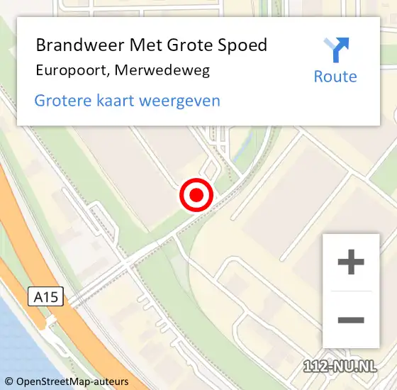 Locatie op kaart van de 112 melding: Brandweer Met Grote Spoed Naar Europoort, Merwedeweg op 3 april 2024 10:46