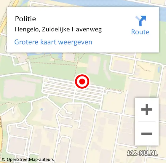 Locatie op kaart van de 112 melding: Politie Hengelo, Zuidelijke Havenweg op 3 april 2024 10:47