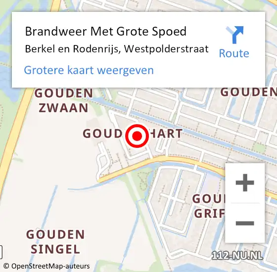 Locatie op kaart van de 112 melding: Brandweer Met Grote Spoed Naar Berkel en Rodenrijs, Westpolderstraat op 3 april 2024 11:07