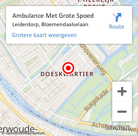 Locatie op kaart van de 112 melding: Ambulance Met Grote Spoed Naar Leiderdorp, Bloemendaalselaan op 3 april 2024 11:36